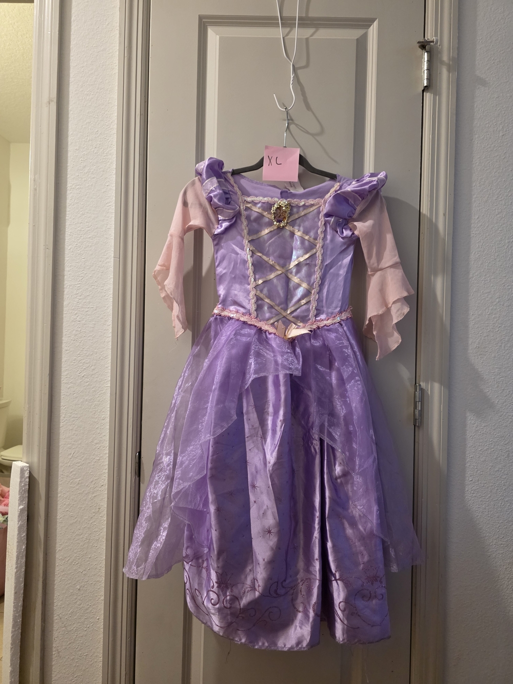 Purple Princess Kids Costume Dress with Pink Sleeves